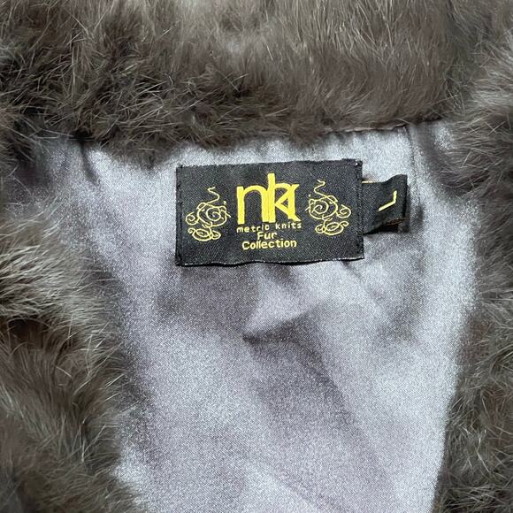 Metric Knits Genuine Rabbit Fur Vest Women Large Gray Full Zip Lined Used - Picture 9 of 9